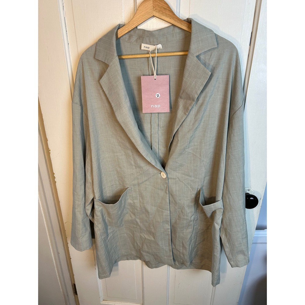 NAP Loungewear Sage Green Oversized One-Button Blazer Size M NEW